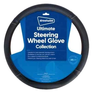 Streetwize Flat Bottom Wheel Glove Steering Wheel Cover Black Size 37-39cm - Picture 1 of 5