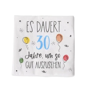 20 Servietten 30. Geburtstag Happy Birthday Party Zahl Spruch 33 x 33 cm - Bild 1 von 1