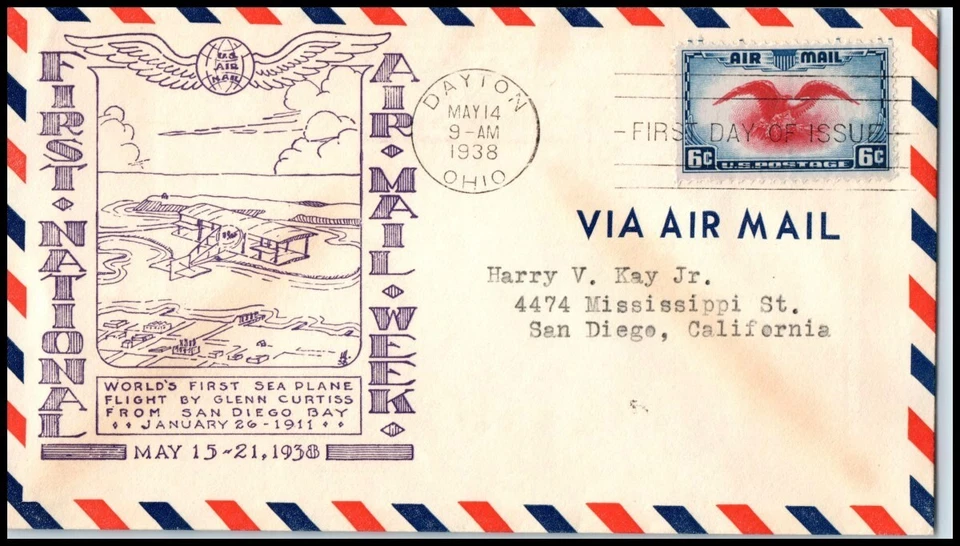 1938 Airmail 20th anniv. Dayton Ohio Sc C23-145 C. A Gray cachet CV $45 (DY - Image 1 of 2