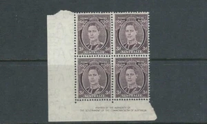 AUSTRALIA 1938-52 GVI PORTRAIT (Scott 183a 2.5d DARK BROWN) VF MNH BLK/4 - Picture 1 of 1