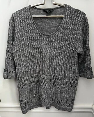 Suéter de malla gris para mujer de Estados Unidos suéter manga media suéter talla L Foto 1 de 4