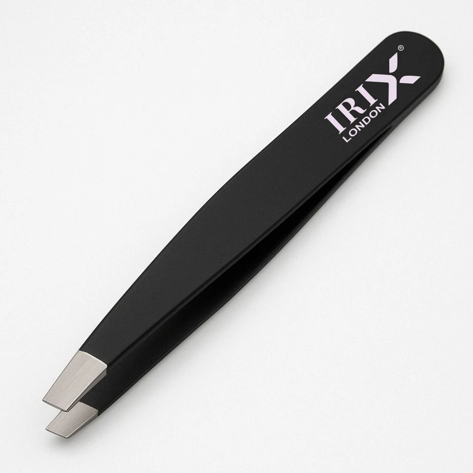 IRIX LONDON Stainless Steel Slant Tip Tweezers for Eyebrow Shaping and Facial Hair Removal
