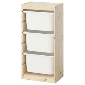IKEA TROFAST Storage combination with boxes, light white stained pine/white NEW - Picture 1 of 4