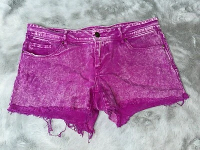 VTG Y2K Delia's Juniors 11 / 12 Purple Acid Wash Low Rise Cut-Off 3" Denim Short - Image 1 of 4