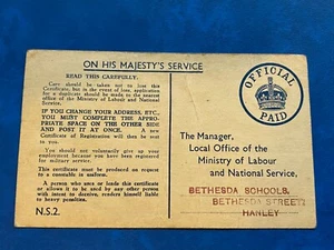 Vintage Ephemera National Service Act Certificate Of Registration 1951. R Sutton - Picture 1 of 2