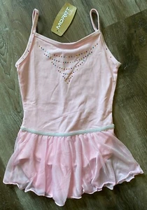 MORET KIDS~NEW Pink Rhinestone Skirted Dance Leotard~Girl's Size 8/10~M~NWT - Picture 1 of 4