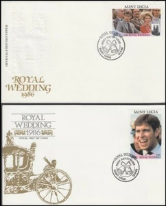 ST LUCIA 1986 ROYAL WEDDING SET 4 FDC's (ID:679/D7709) - Picture 1 of 2