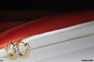 STERLING SILVER 10K GOLD PLATED 15MM HUGGIE HOOP 6 CZS EACH EARRINGS - Bild 1 von 5