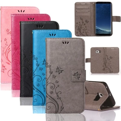 Mobile phone bag for Samsung Galaxy protective cover flowers flip case wallet pouch shell - Image 1 of 4