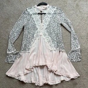 Free People Light Pink Tell Tale Cutout Lace Dress Size Medium - Picture 1 of 13