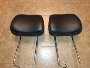 Pair 2011-2018 Jeep Grand Cherokee Dodge Durango Front Headrest Leather Black - Picture 1 of 10