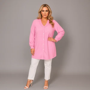 ROCKTHOSECURVES WOMENS BLOUSE SMOCKED V-NECK LONG SLEEVE SHIRT / TOP PLUS SIZE - Picture 1 of 23