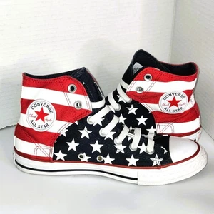 Converse Schuhe Unisex USA Flagge Sterne & Streifen hohe Turnschuhe Kinder Größe 4 US - Bild 1 von 11