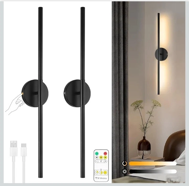 Apliques de Pared Control Remoto Inalámbrico Batería LED Luces de Pared Lámpara de Pared Interior Negro...291 Foto 1 de 4