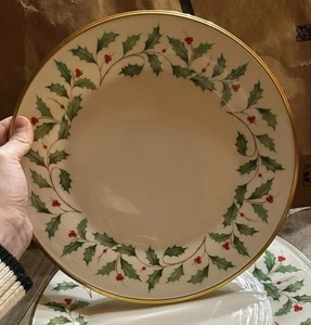 Lenox Christmas Holiday Gold Trim Holly Dimension 10 1/2" Dinner Plate ONE - Picture 1 of 3