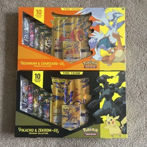 Pokemon TCG- Reshiram & Charizard/Pikachu & Zekrom GX Tag Team Boxes-2021 Sealed - Picture 1 of 2