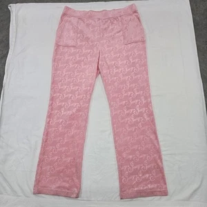 Size XXL Women's Juicy Couture Pink Logo Velour Sweatpants Debossed Logo - Picture 1 of 18
