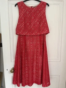 Red Oasis Split Dress With Lace Overlay, Size 10 - Picture 1 of 7