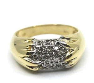 Anillo de sello detallado de diamantes en oro amarillo macizo de 14 k signo MO talla 6,25 - Imagen 1 de 12