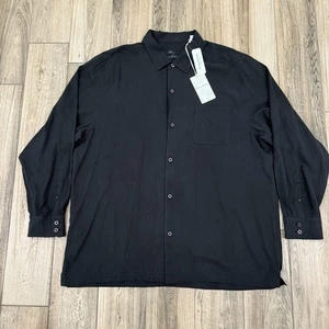 Tommy Bahama schwarz Catalina Twill 100 % Seide einfarbig schwarz Hemd XXL/2XL - neu mit Etikett $ 128 - Bild 1 von 7