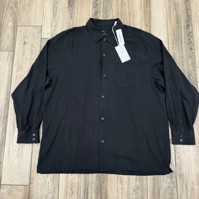 Tommy Bahama Black Catalina Twill 100% Silk Solid Black Shirt XXL/2XL - NWT $128 - Image 1 of 4