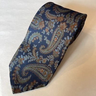 Corbata azul 100 % seda de colección Liberty of London cachemira Reino Unido 3,5" de ancho Foto 1 de 4