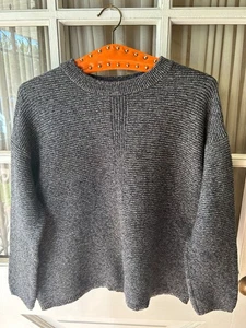 Pure Jill Women's Knit Marled Charcoal Gray Chunky Boxy Sweater Medium - Picture 1 of 7
