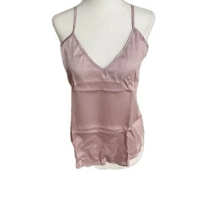 Ettitude Damen rosa ärmellos V-Ausschnitt verstellbarer Träger Satin Schlaf Camisole L - Bild 1 von 4