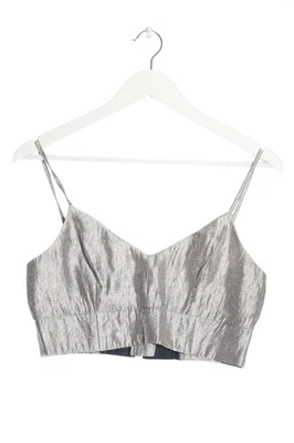 H&M Top recortado Mujeres Top Talla EU 38 color plata look efecto mojado - Imagen 1 de 4