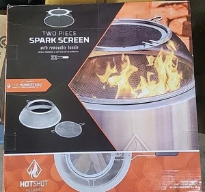 Pantalla de malla redonda plateada de acero inoxidable para fogata de leña Hotshot de 25" - Imagen 1 de 6