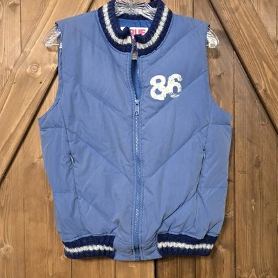 Victoria’s Secret PINK Puffer Vest Blue “86” Logo M/L Down Fill True Pink Love - Изображение 1 из 4