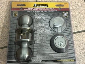 brinks commercial keyed entry doorknob and deadbolt door lock 3 keys Grade 2 NOB - Picture 1 of 10