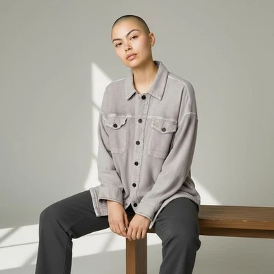 Cleo + Wolf рубашка куртка минеральный серый расслабленный крой, M - Изображение 1 из 4