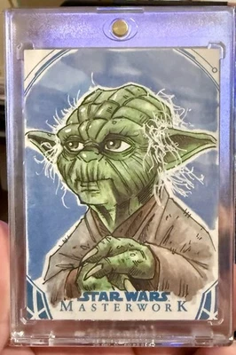 2018 Topps Star Wars Masterwork Yoda Sketch By Jason Miller!!! 🔥 - Image 1 of 2