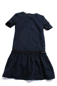 Trussardi Childrens Girls Short Sleeves A Line Dress Navy Blue Size 14 - Picture 1 of 6