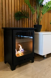 Bio-Ethanol Standkamin Koza Mini Schwarz Matt mit Glas – 40x52x30 - Bild 1 von 7