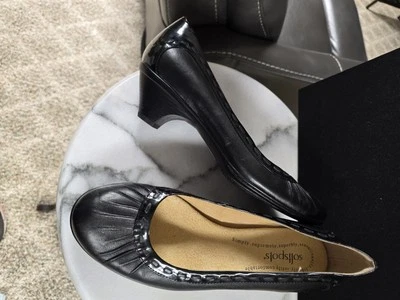 Softspots Shoes Women's 9 MDress Pumps Black Leather  Classic Heel with trim - Image 1 of 4