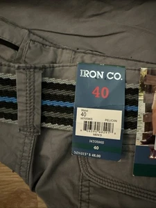 Iron Co  Belted Stretch Performance Hybrid Cargo Shorts Gray Size 40 Nwt - Picture 1 of 4