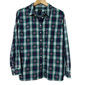 Talbots Petites Womens Plaid Snowflake Shirt Size XLP Christmas Gift Present - Picture 1 of 5