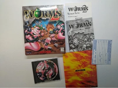 Worms 2 (PC, 1998) Complete CIB in Big Box Windows 98 Manual Disc Release Notes  - Image 1 of 4