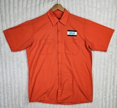 Red Kap Crew Xtreme Kids Graphic Short Sleeve Button Down Orange Shirt Large - Image 1 of 4