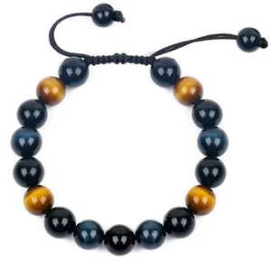 10mm Handcraft Triple Protection Bracelets Crystal Tiger's Eye Hematite Bangles - Picture 1 of 37