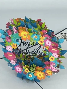 Happy Birthday Colorful Flowers 3D Pop Up Card - Picture 1 of 3