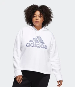 ADIDAS Plus Size Zebra-Print Logo Hooded Sweatshirt HD8212 2X,3X NWT $55 - Picture 1 of 3