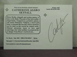signed by author Catherine Asaro, promotional postcard for her book Skyfall - Picture 1 of 2