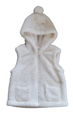 Girls Gymboree Faux Fur Vest Fair Isle Flurry Hooded Pockets Ivory Size 5/6 - Image 1 of 3
