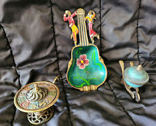 VTG 70s LOT OF 3 MADE IN ISRAEL BRASS GUITAR WHEELBARROW OPPENHEIM COLLECTIBLES