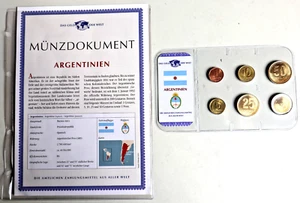 ARGENTINA: JUEGO DE MONEDAS DE CURSO KMS 1995/2009: 1 cen. - 1 peso, 6 monedas, St/bfr, K8 - Imagen 1 de 3