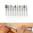 10Pack 3mm Shank HSS Rotary Burr File Rasp Drill Bits Set For Wood Stone Carving