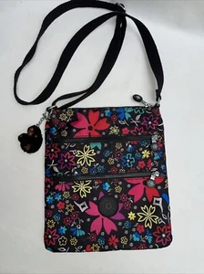 Kipling Crossbody Bag Floral Print AC7406 Black Multicolored - Picture 1 of 13